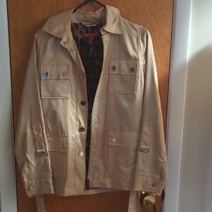 New York & Company Beige Trench Coat with Button Details